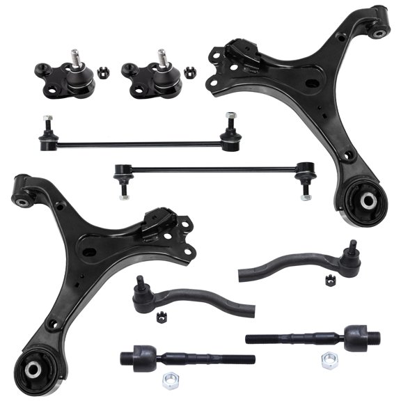 PartsW - 10 Pc Front Suspension Kit Lower Control Arms, Inner & Outer Tie Rod Ends, Sway Bar End Links, Lower B Joints Fits Acura ILX 2013-2015/Honda Civic 2012/Honda Civic 2013