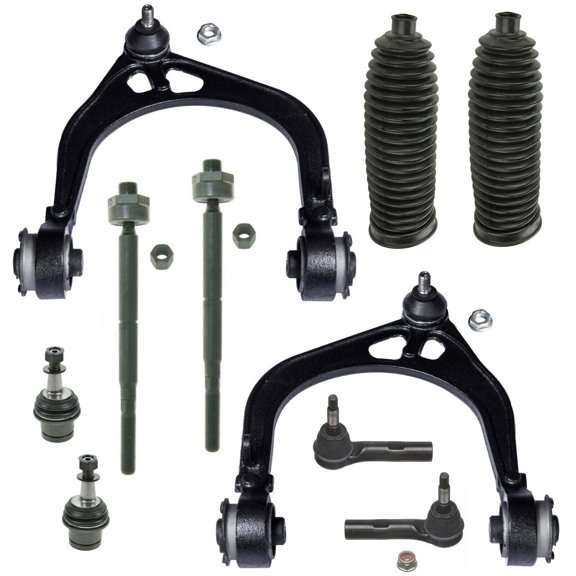 PartsW 10 Pc Front Suspension Kit Upper Control Arms With Ball Joints, Lower Ball Joints, Rack & Pinion Bellows, Inner & Outer Tie Rod Ends Fits select: 2005-2006 CHRYSLER 300C