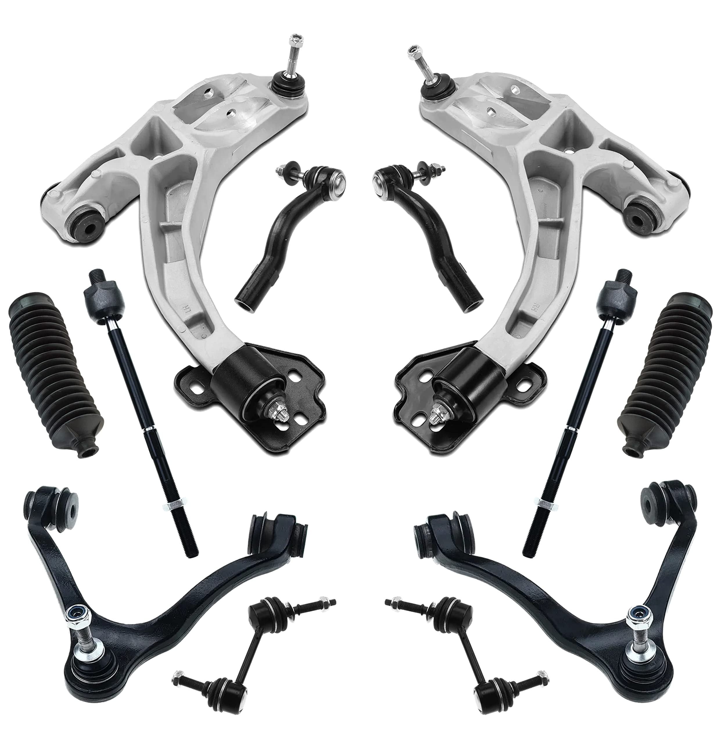 PartsW - 12 Pc Front Lower & Upper Control Arms, Sway Bar Links, Tie ...