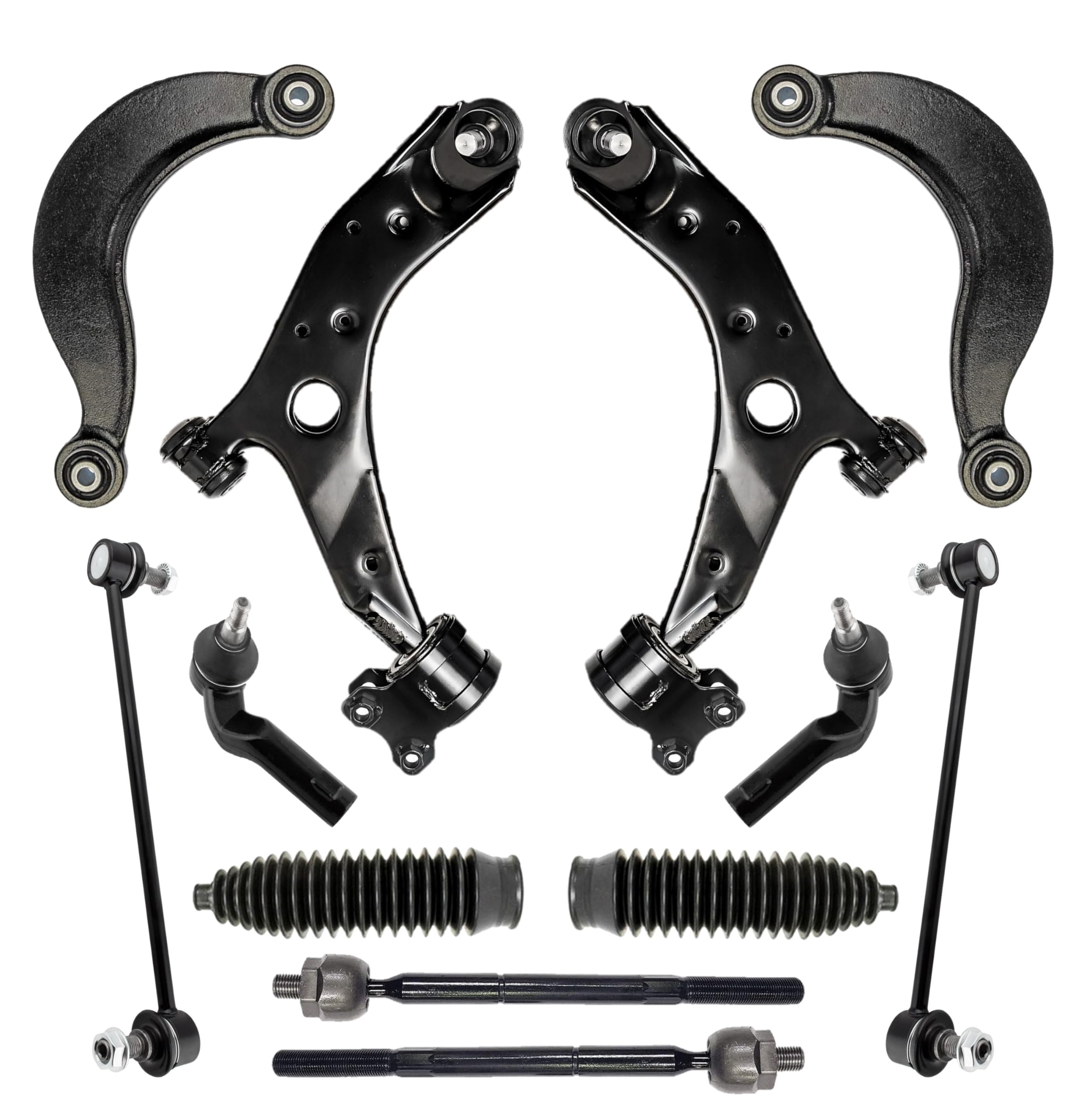 PartsW 12 Pc Front & Rear Suspension Kit Sway Bar Links, Tie Rod Ends