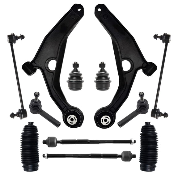 PartsW - 12 Pc Steering & Suspension Kit Lower Control Arms, Sway Bar End Links, Outer & Inner Tie Rod Ends, Bellow Boots, Lower Ball Joints for Chrysler 200, Chrysler Sebring, Dodge Avenger