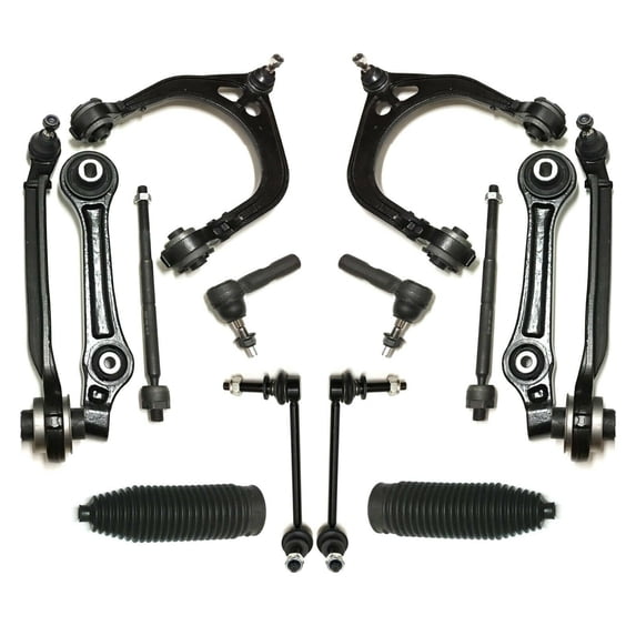 PartsW 14 Pc Complete Suspension Kit for Chrysler 300 Dodge Charger Challenger Magnum Upper & Lower Control Arms With Ball Joints, Sway Bars, Rack & Pinion Bellows, Inner & Outer Tie Rod Ends