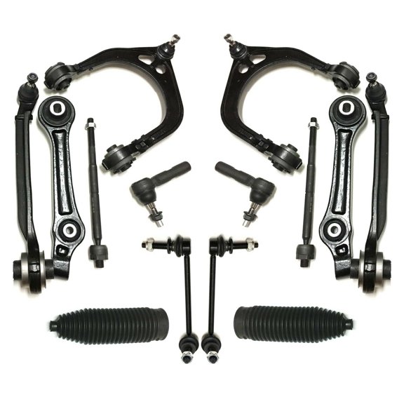 PartsW 14 Pc Complete Suspension Kit for Chrysler 300 Dodge Charger Challenger Magnum Upper & Lower Control Arms With Ball Joints, Sway Bars, Rack & Pinion Bellows, Inner & Outer Tie Rod Ends