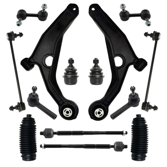 PartsW - 14 Pc Front & Rear Suspension Kit Lower Control Arms, Sway Bar Links, Lower Ball Joints, Tie Rod Ends, Bellow Boots for Chrysler 200, Chrysler Sebring, Dodge Avenger