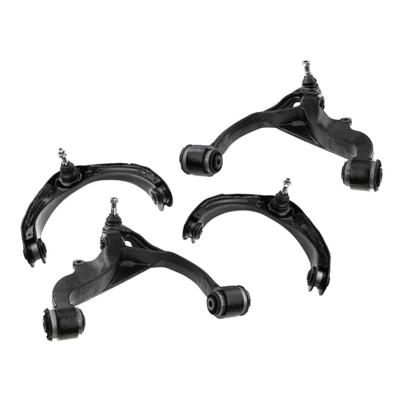 PartsW - 4 Pc Front Upper Control Arms + Lower Control Arms, Driver Passenger Side, Suspension Kit Fits Dodge Ram 1500 2006-2008 4WD with 5 Lug Wheels