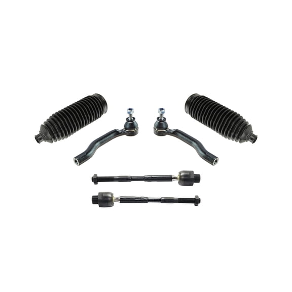 PartsW - 6 Pc Front Inner & Outer Tie Rod Ends + Bellow Boots, Steering Kit