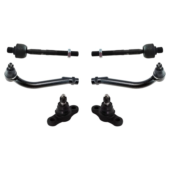 PartsW - 6 Pc Front Lower Ball Joints + Outer & Inner Tie Rod Ends, Driver Passenger Side Suspension Kit Fits Hyundai Elantra/Hyundai Elantra 2.0L L4/Kia Forte with Electronic Control Steering (ECS)