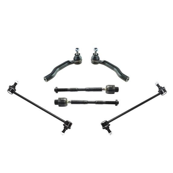 PartsW - 6 Pc Front Outer & Inner Tie Rod Ends + Sway Bar End Links, Suspension Kit Fits Nissan Rogue 2008-2013 All Models Nissan Rogue Select 2014-2015 All Models