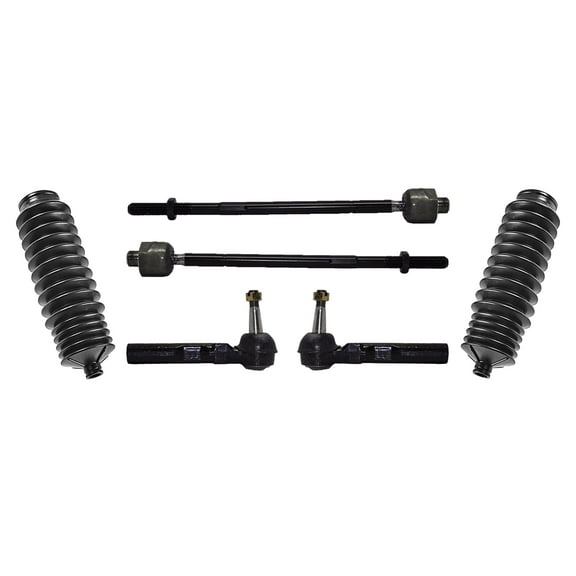 PartsW - 6 Pc Front Outer and Inner Tie Rod Ends, Steering Gear Bellows Kit Fits Passenger & Driver Side