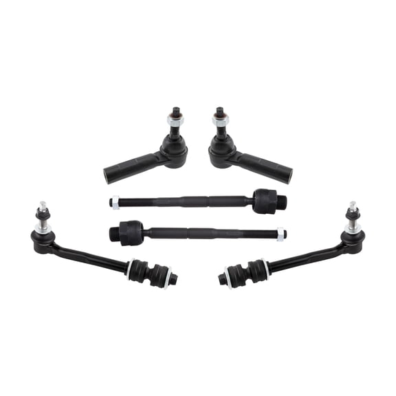 PartsW - 6 Pc Front Suspension Kit Inner & Outer Tie Rod Ends and Stabilizer Sway Bar Links for Chrysler Aspen Dodge Durango with 15mm Thread Tie Rods