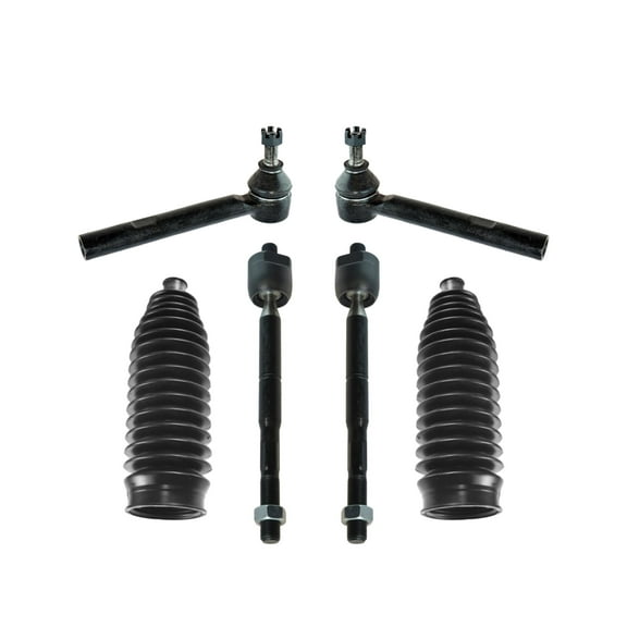 PartsW - 6 Pc Inner & Outer Tie Rod Ends with Rack and Pinion Bellow Boots, Steering Kit for Lexus RX330, RX350, Toyota Highlander ES80944 EV80945