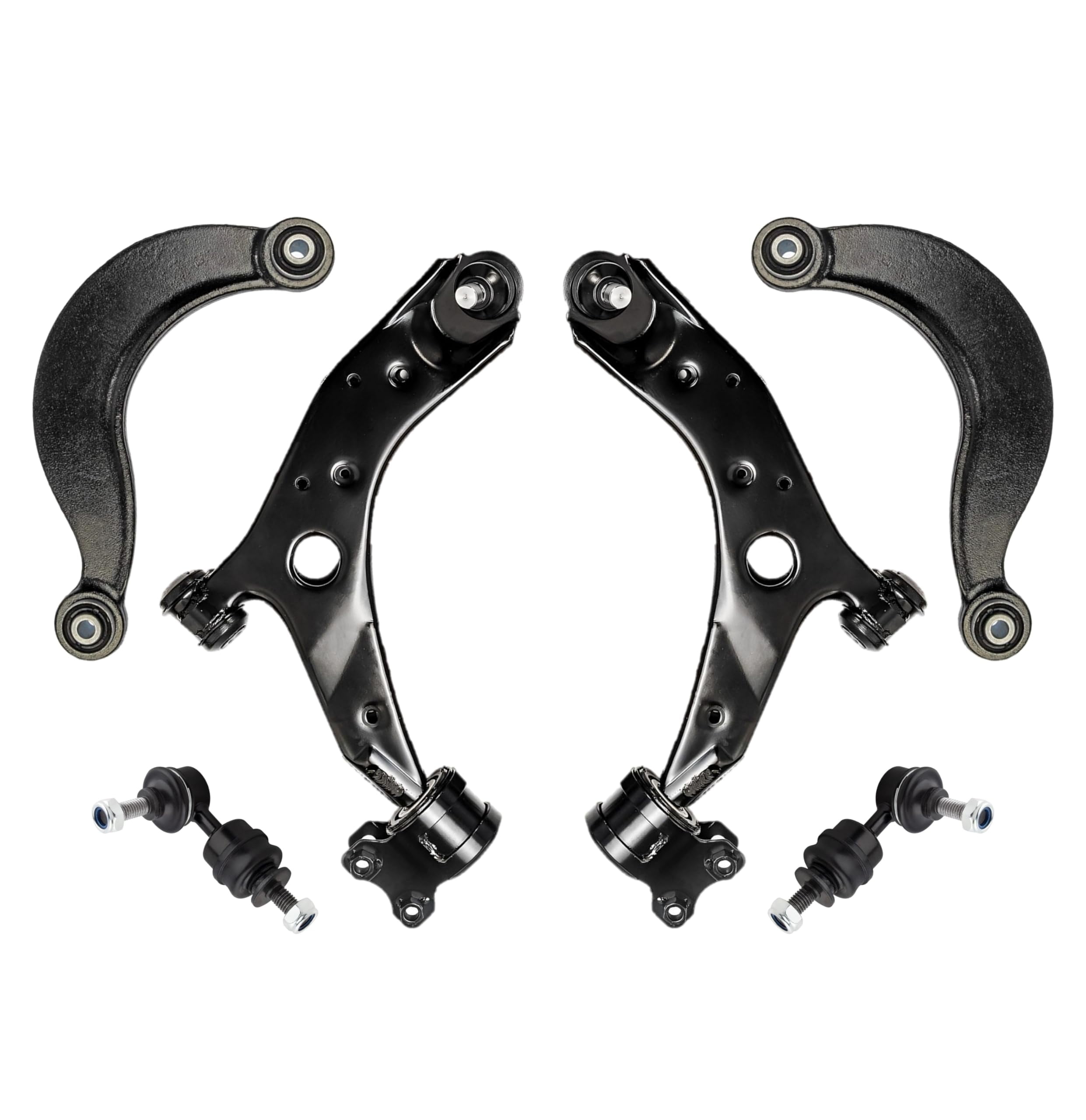 PartsW 6 Pc Rear Sway Bar End Links + Upper & Lower Control Arms