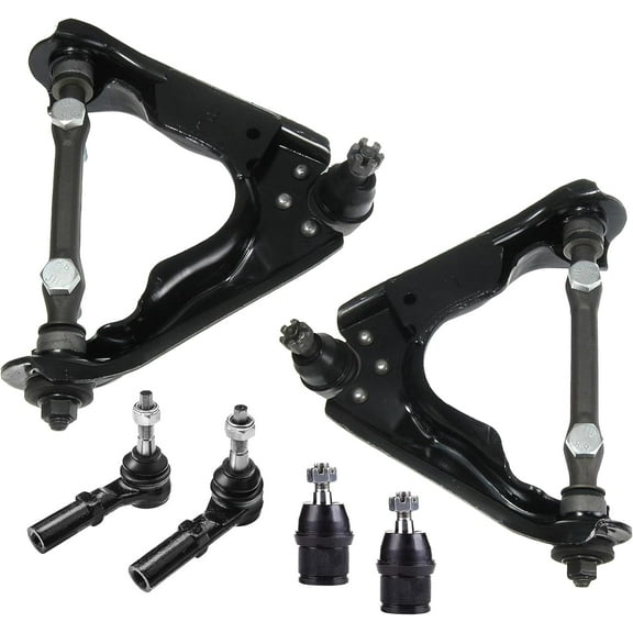 PartsW - 6 Pc Suspension kit Front Upper Control Arms, Outer Tie Rod Ends, Lower B Joints
