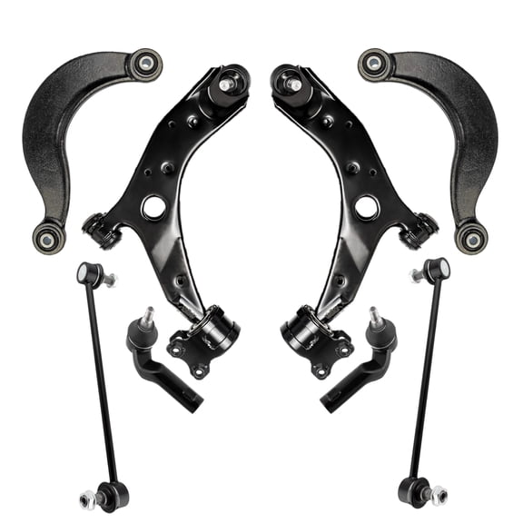 PartsW - 8 Pc Front Lower Control Arms, Rear Upper Control Arms, Sway Bar Links, Outer Tie Rod Ends, Suspension Kit for Mazda 3, Mazda 3 Sport, Mazda 5