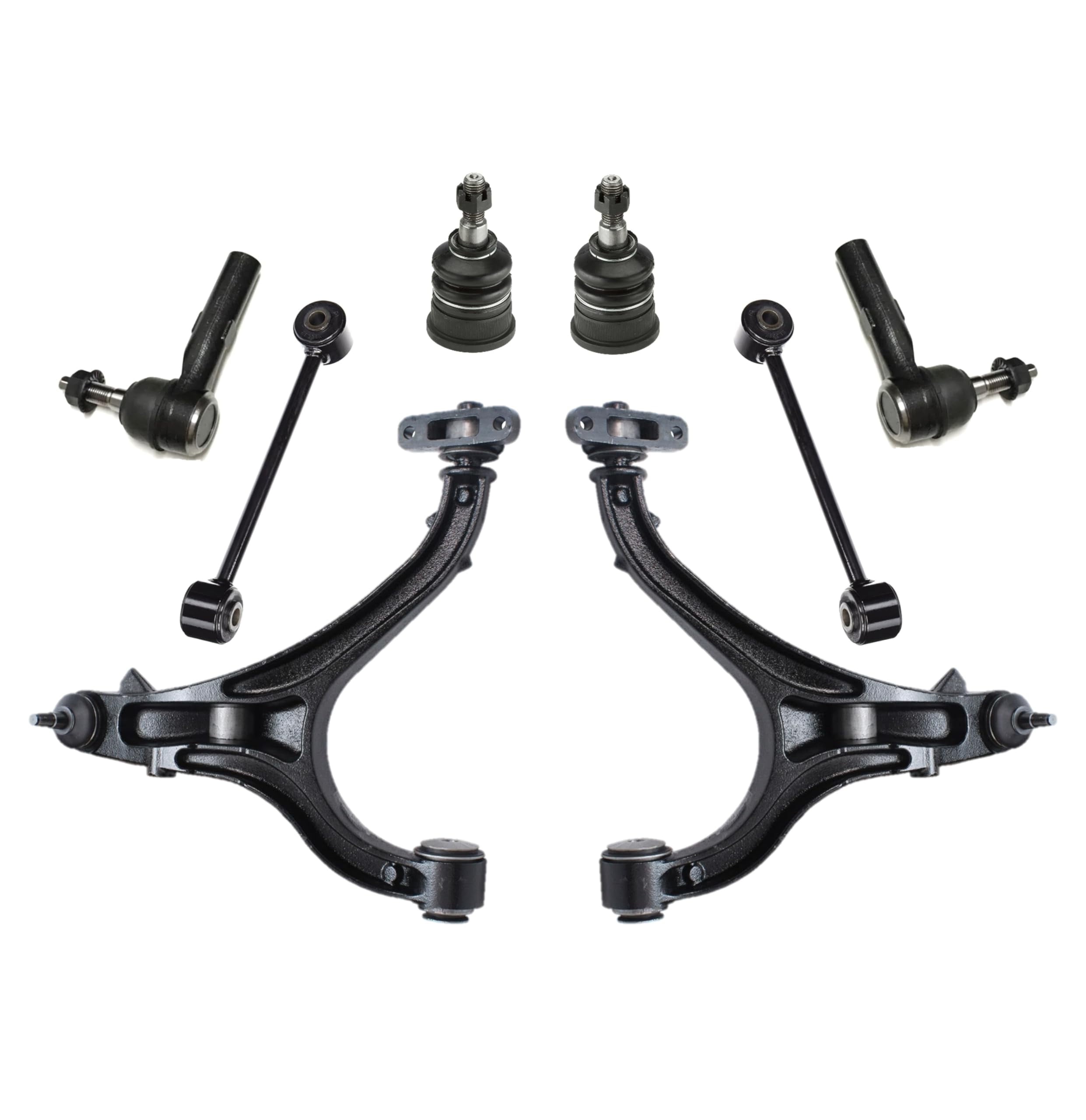 PartsW 8 Pc Front Lower Control Arms, Sway Bar End Links, Outer Tie