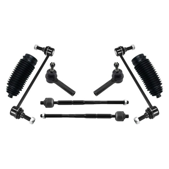 PartsW - 8 Pc Front Outer & Inner Tie Rod Ends with Steering Gear Bellows, Stabilizer Sway Bar Links, Suspension Kit for Dodge Journey 2009-2020