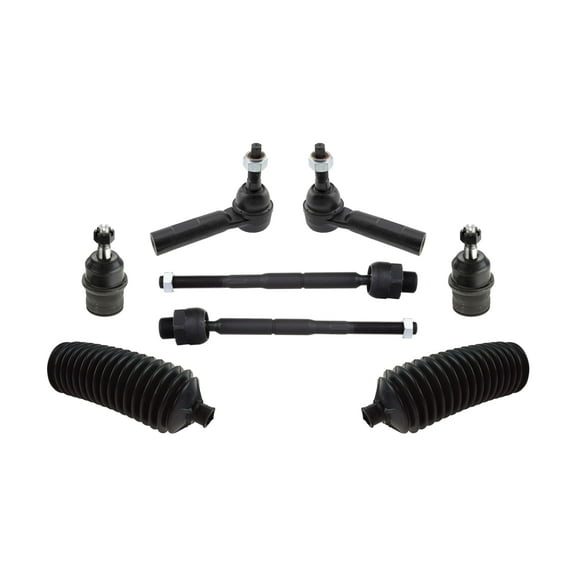 PartsW - 8 Pc Steering & Suspension Kit Outer Inner Tie Rod Ends, Rack & Pinion Bellow Boots, Lower Ball Joints, for Chrysler Aspen Dodge Durango with 15mm Thread Tie Rods