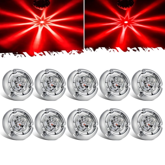 Partsam 10Pcs 3" Small Glass Lens Watermelon Lights [Patent Pending], Red LED Marker Clearance Light Turn Signal for Semi Truck Trailer RV, Compatible with Freightliner Kenworth Peterbilt
