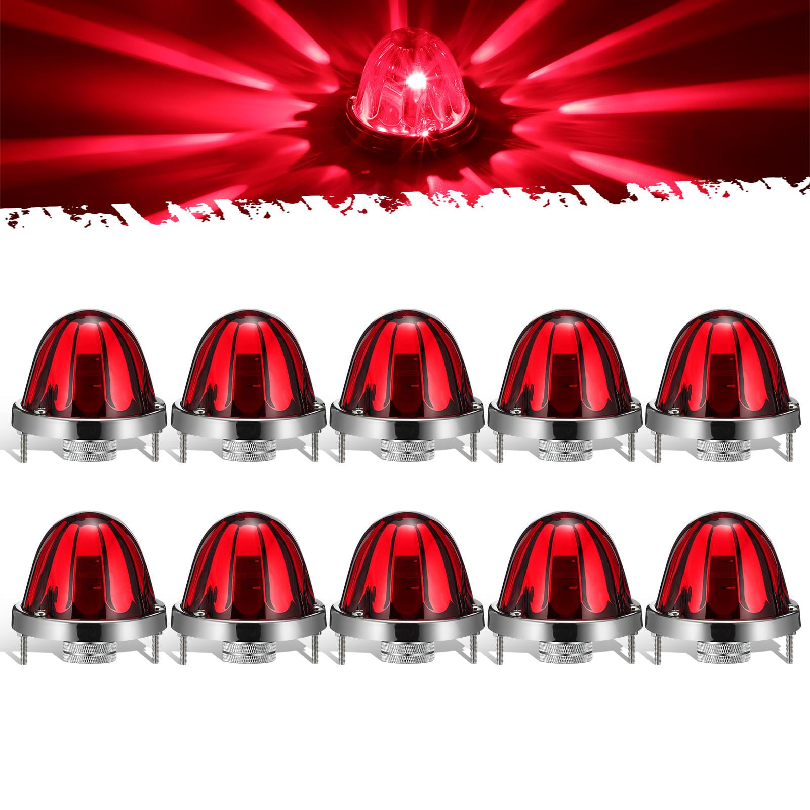 Partsam 10Pcs Red Glass Lens Watermelon Lights [Patented], Red LED Side ...