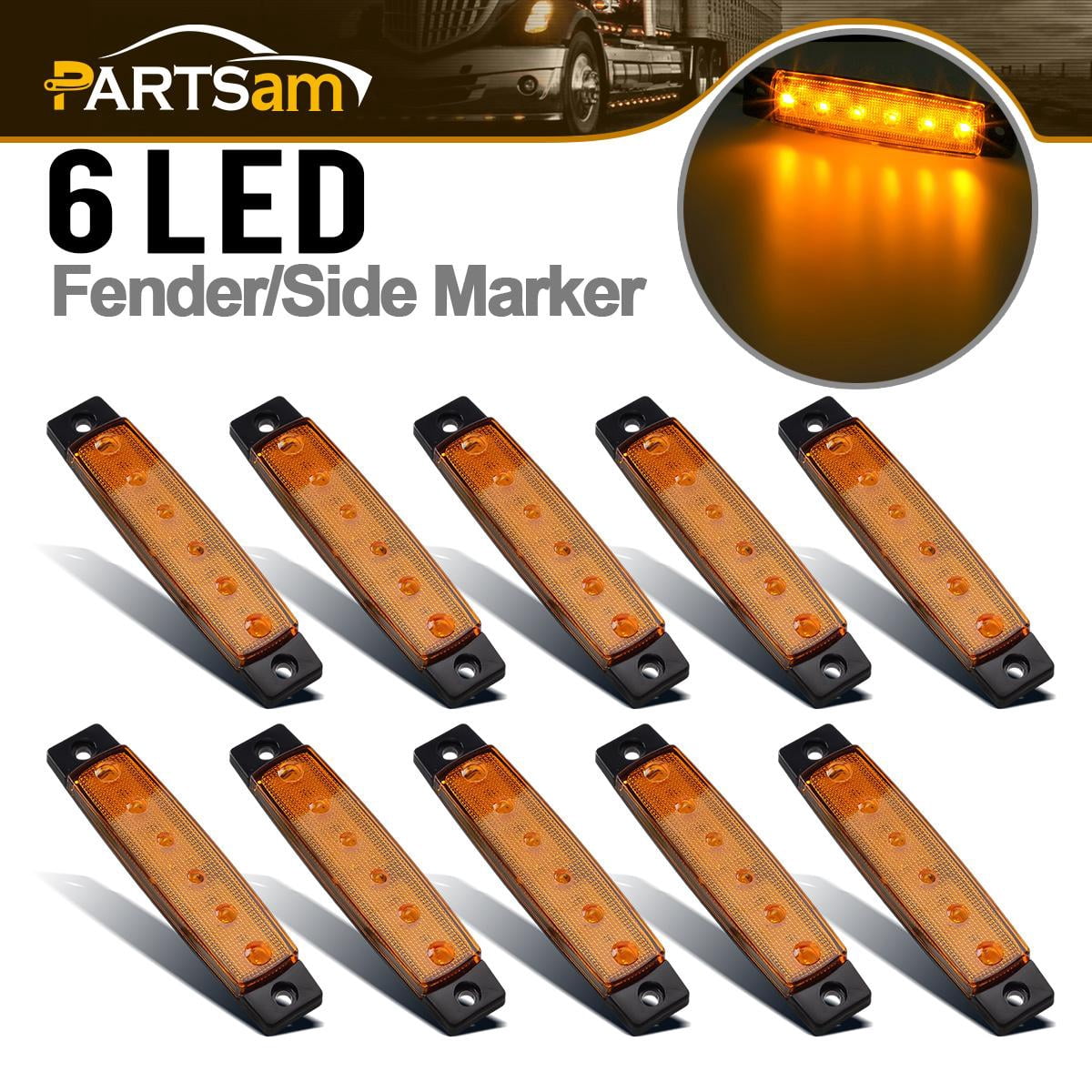 14x Amber Side Bright 16 Led Universal Side Marker Peterbilt Free Li - Foto 9