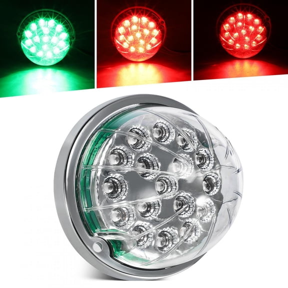 Partsam 1PCS Dual Revolution 17 LED Watermelon Light for Semi Truck, Red Stop Turn Signal and Marker to Green Auxiliary Light, Underglow Light Compatible with Freightliner Kenworth Peterbilt