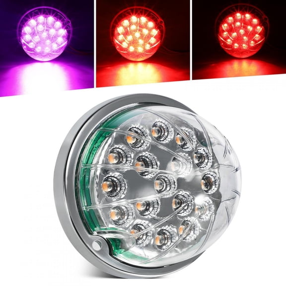 Partsam 1Pc Dual Revolution 17 LED Watermelon Light for Semi Truck, Red Stop Turn Signal and Marker to Purple Auxiliary Light, Underglow Light Compatible with Freightliner Kenworth Peterbilt
