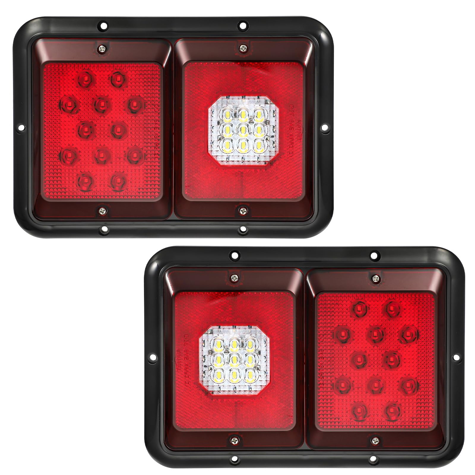 Partsam 2Pcs Double Led RRF12 Trailer Tail Lights Horizontal Mount Dual ...
