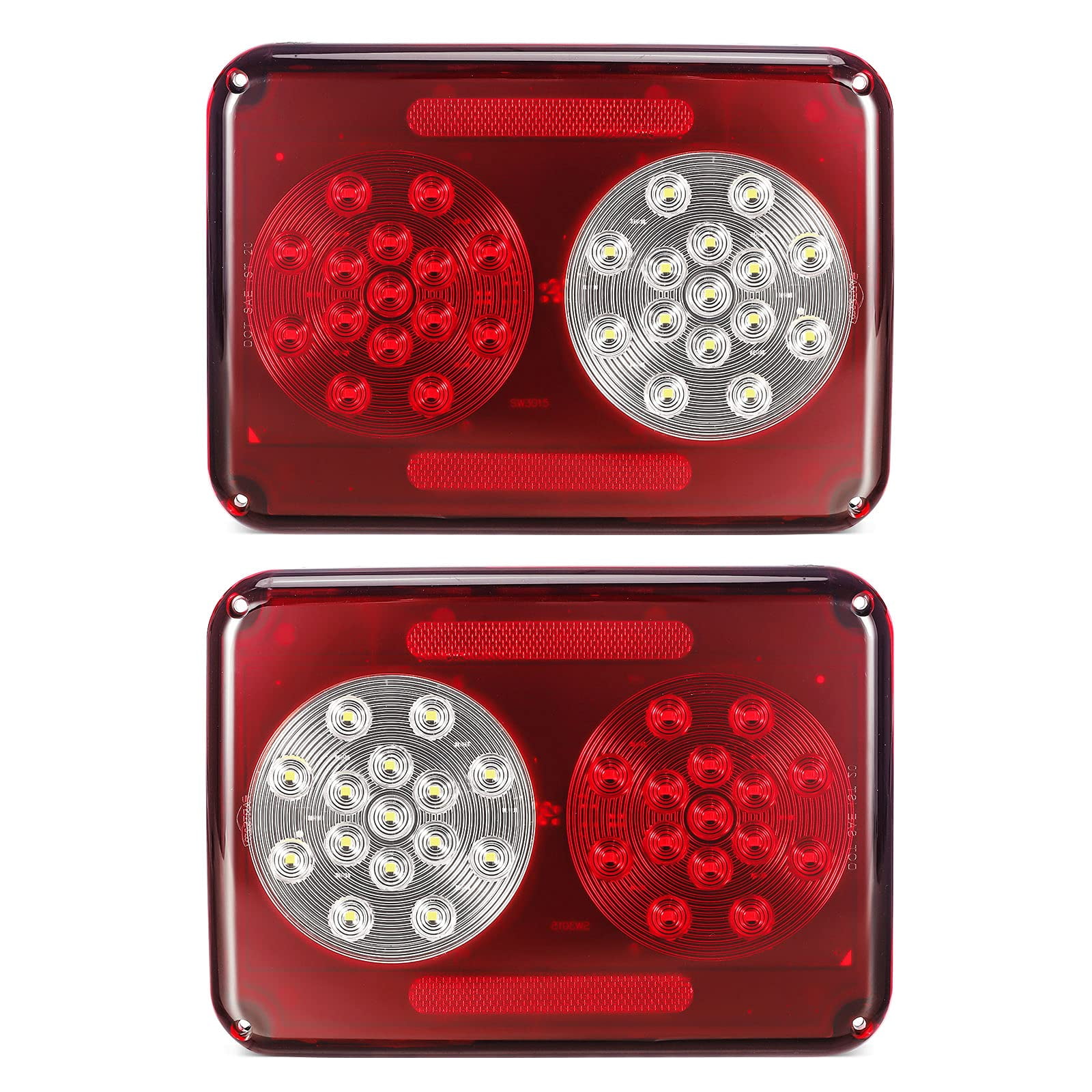 Partsam 2Pcs Double Led Trailer Tail Lights with Stop Turn Tail Backup