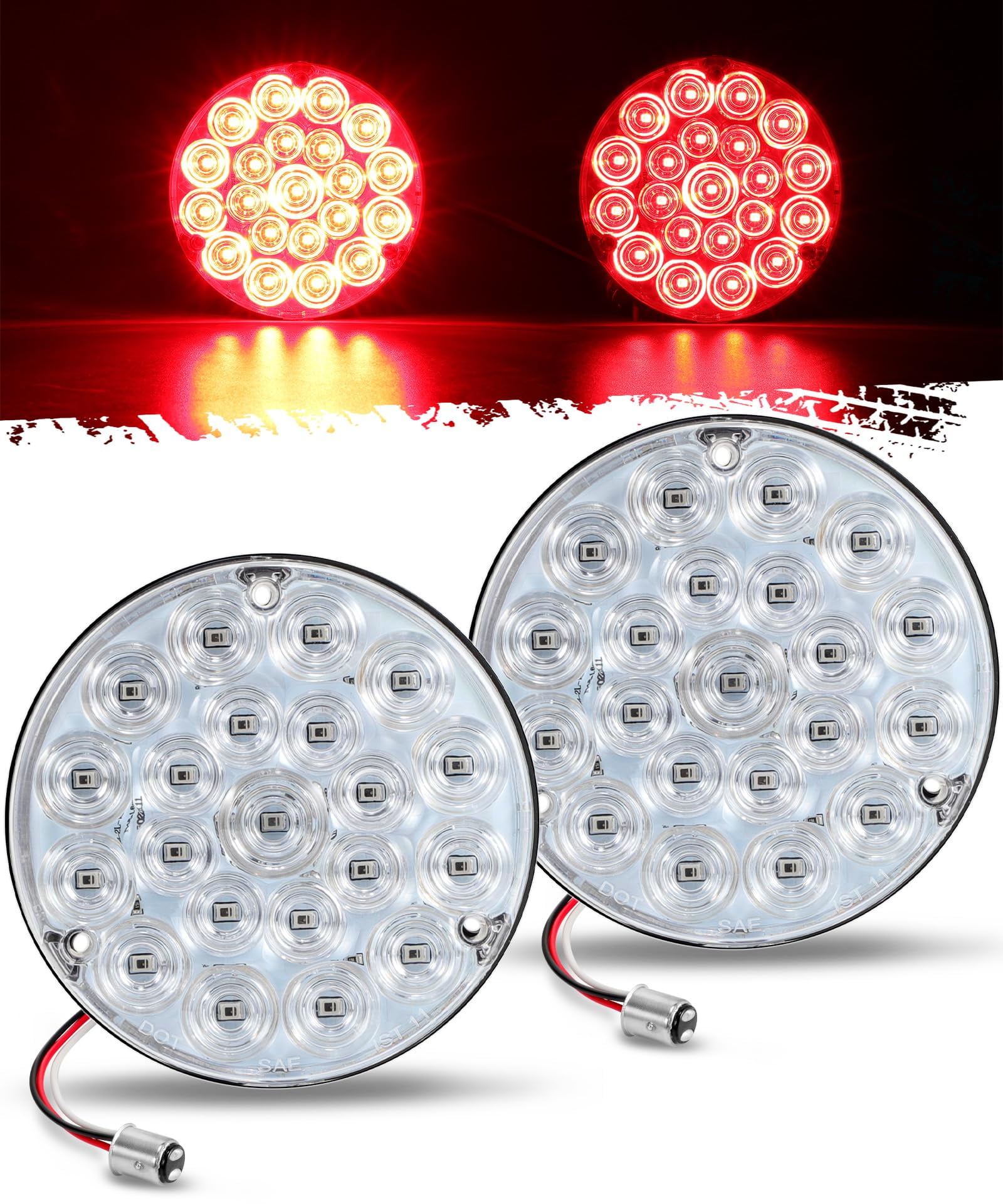 Partsam 2Pcs LED Truck MMF7 Trailer Tail Lights Bar 40 LED w Iron Net