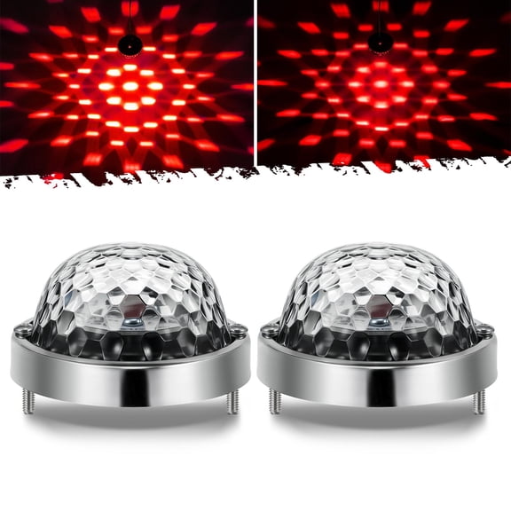Partsam 2Pcs Low Profile Glass Lens Watermelon Lights Red LED Turn Signal Marker Light for Semi-Truck, Trucks, Pickup, Off-road,Aluminum Alloy Base