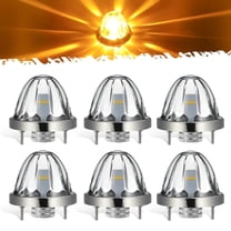 Partsam 6Pcs Glass Watermelon Lights [Patented] Clear Lens Amber LED Side Marker Turn Signal Lights with Bezel Replacement for Kenworth Peterbilt Freightliner Trucks