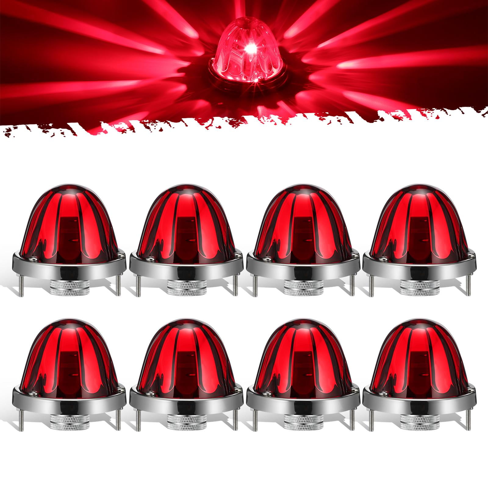 Partsam 8Pcs Red Glass Lens Watermelon Lights [Patented], Red LED Side ...