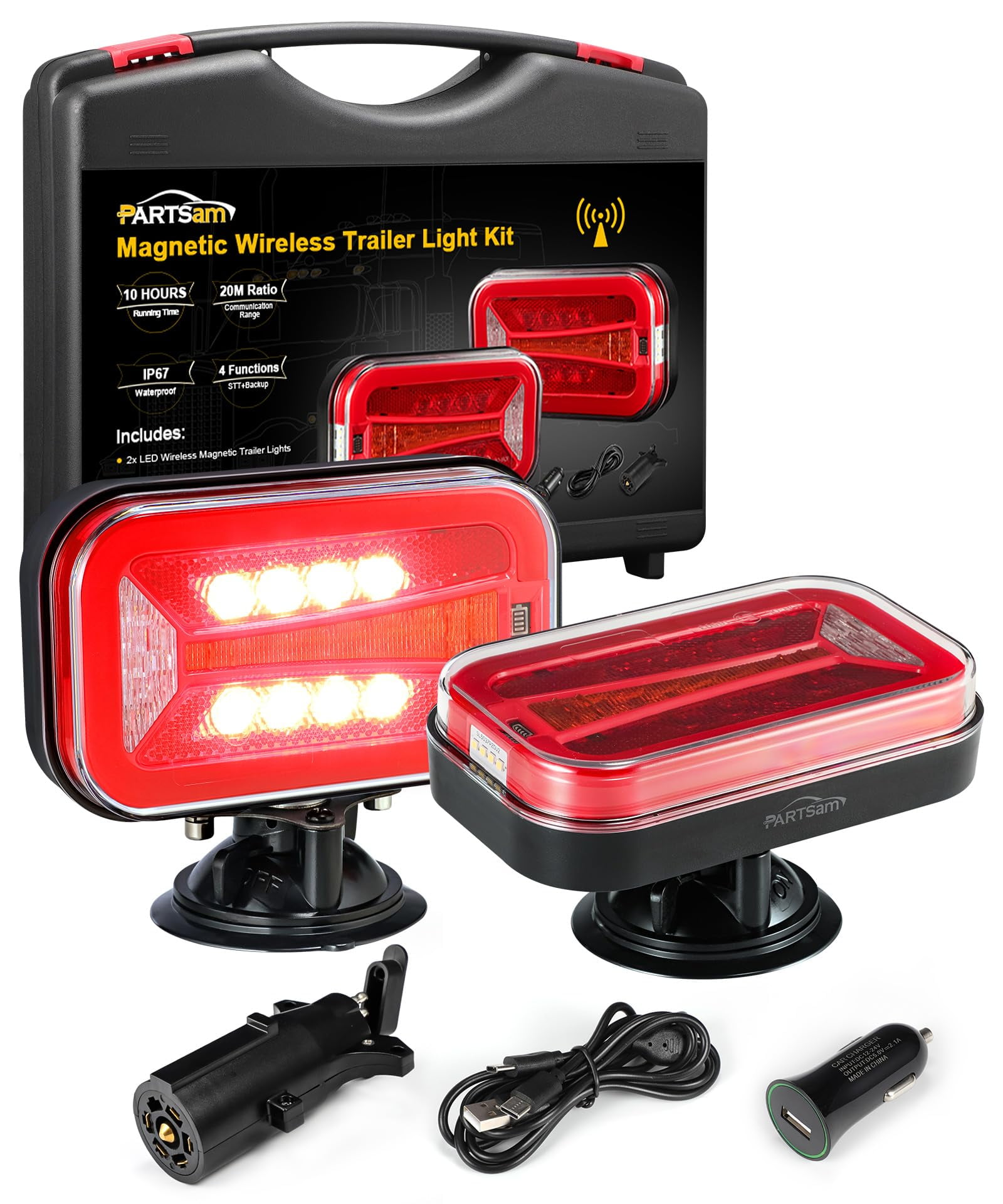 Partsam Wireless Rectangle LED YPF5 Towing Tail Trailer Kit Universal