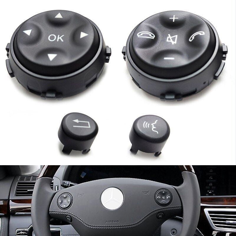 Partscollect Black Interior Steering Wheel Button Replacement Kit Compatible for Mercedes-Benz W221 S- Class S550 S450 S600 S65 S350 S400 S500 CL550 CL630 2007-2010