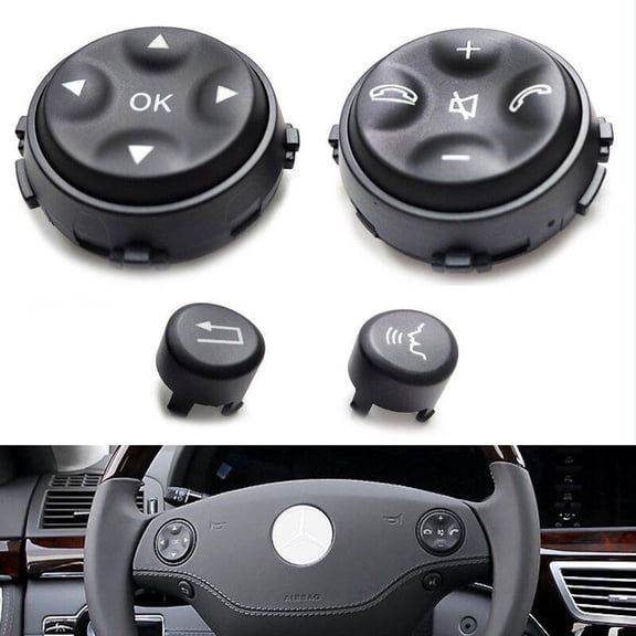 Partscollect Black Interior Steering Wheel Button Replacement Kit Compatible for Mercedes-Benz W221 S- Class S550 S450 S600 S65 S350 S400 S500 CL550 CL630 2007-2010