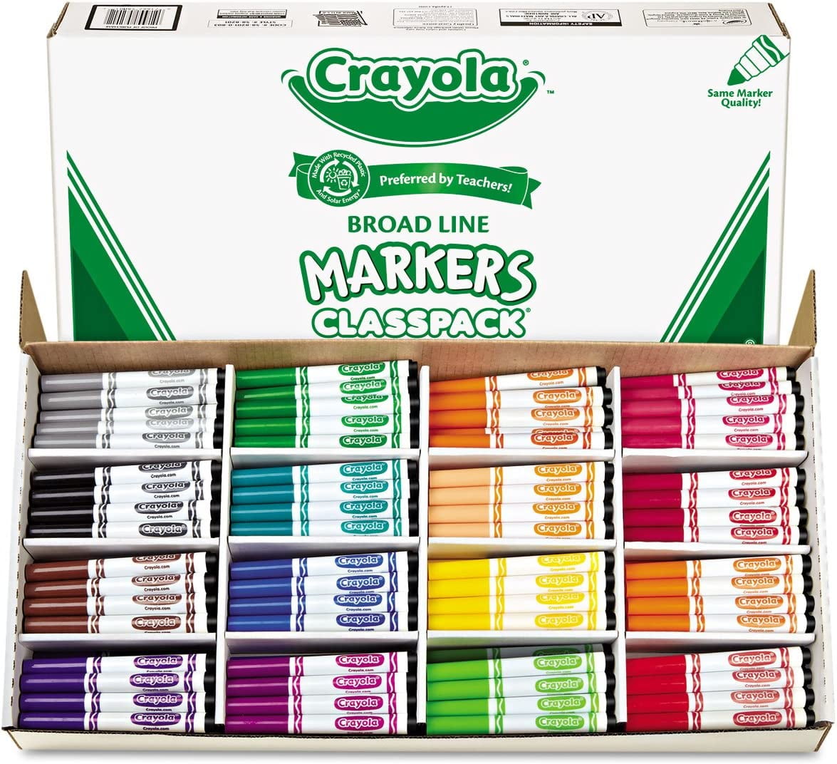 Party 588201 Non-Washable Classpack Markers, Broad Point, 16 Classic Colors, 256/Box
