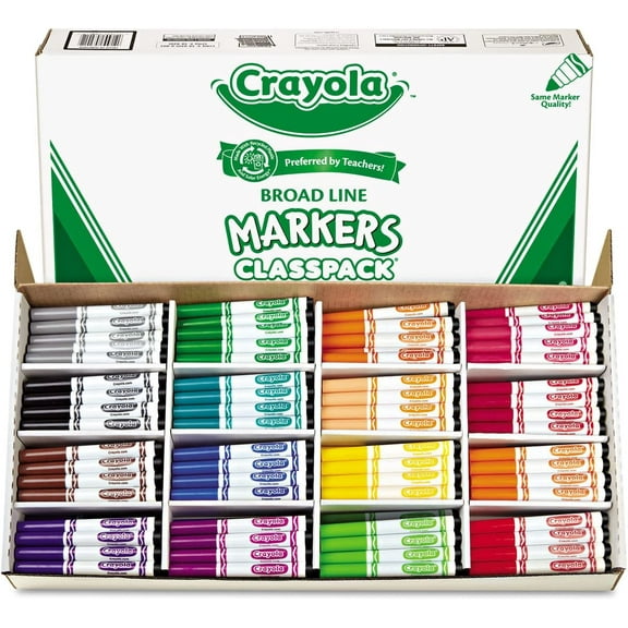 Party 588201 Non-Washable Classpack Markers, Broad Point, 16 Classic Colors, 256/Box