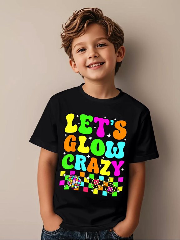 Party 80s Group Team Lets Crazy Retro Colorful Quote Glowing Kids T-Shirt