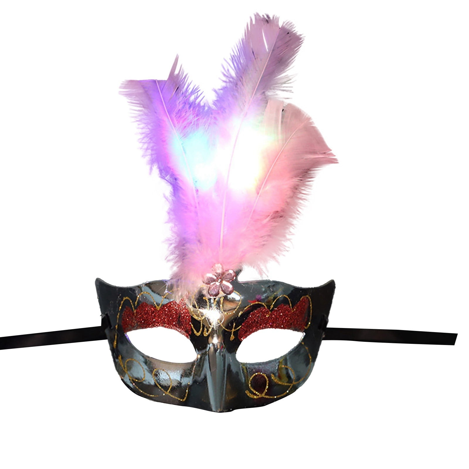 Party 9 Luminous Fluff Fiber Prom Masquerade Feather Half Face Carnival