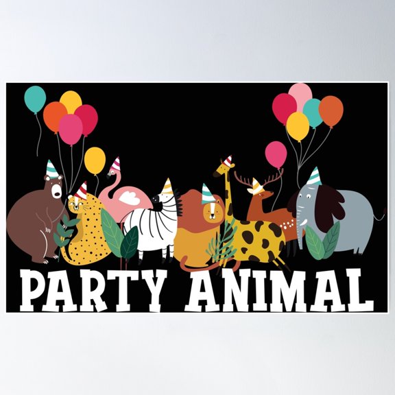 Party Animal Birthday Poster Wall Art, Modern Wall Decor For Living Room Bedroom, 8x12 UNFRAMED