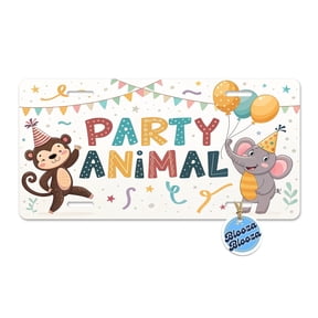 Party Animal Cute Funny Monkey Elephant Metal Novelty License Plate