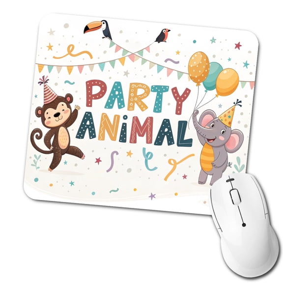 Party Animal Cute Funny Monkey Elephant Mouse Pad Low Profile Gaming Mat