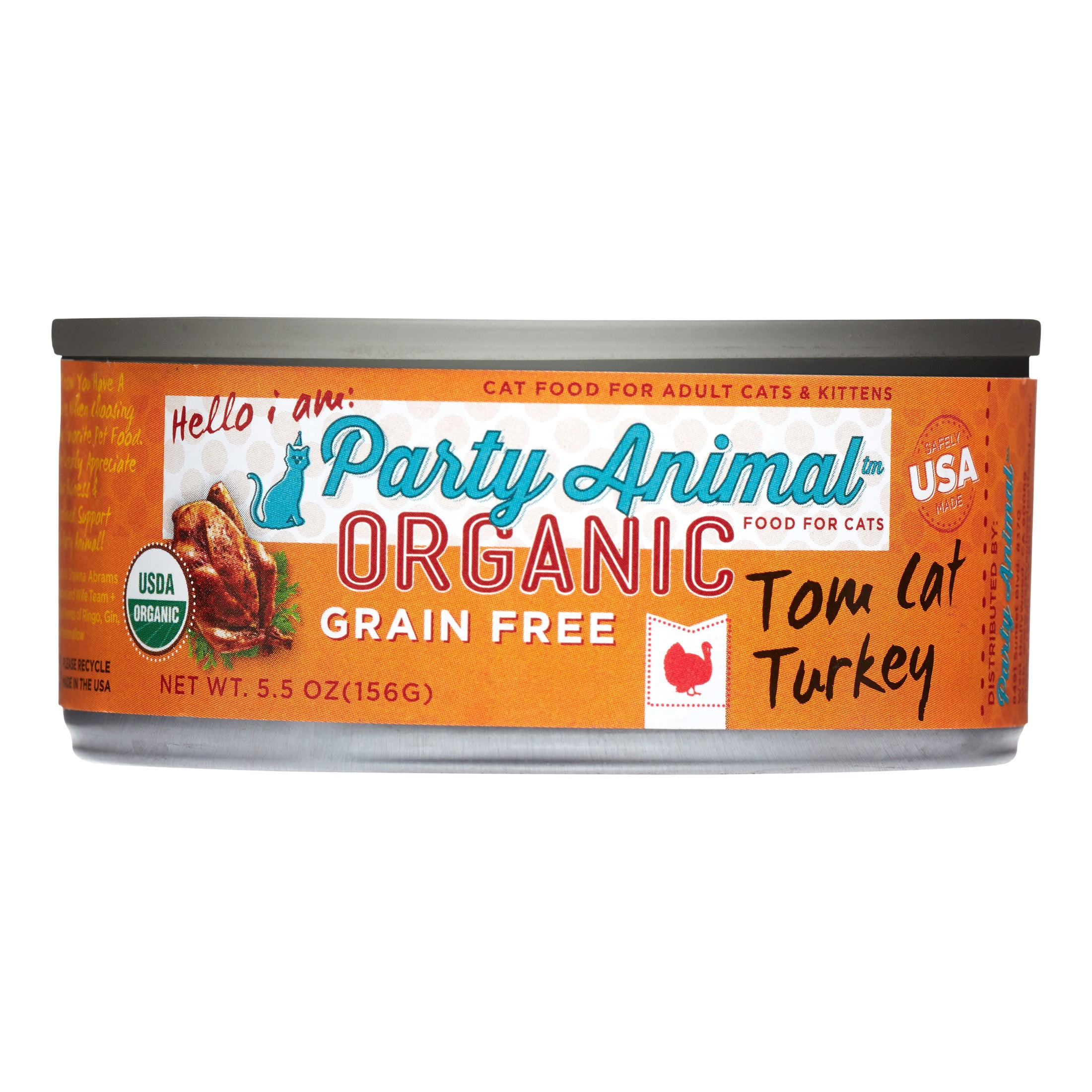 Party Animal Organic Grain Free Tom Cat Turkey Wet Cat Food 5.5