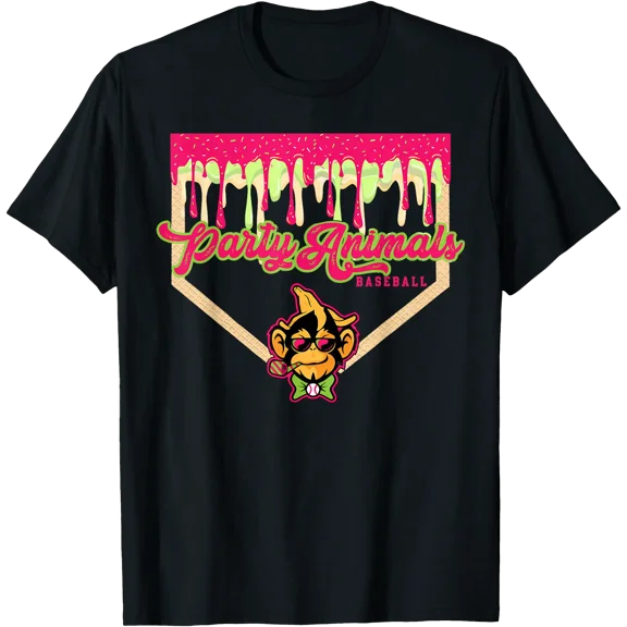 Party Animals Baseball Drippy Plate Monkey T-Shirt