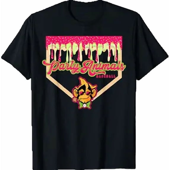 Party Animals Baseball Drippy Plate Monkey T-Shirt