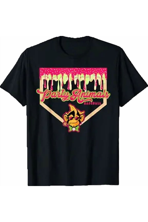 Party Animals Baseball Drippy Plate Monkey T-Shirt