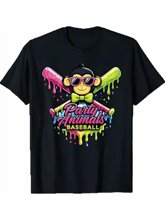 Party Animals Baseball Funny Monkey Shirt BLACK Unisex S-5XL Hot Trending Shirt, Vintage Birthday Gift