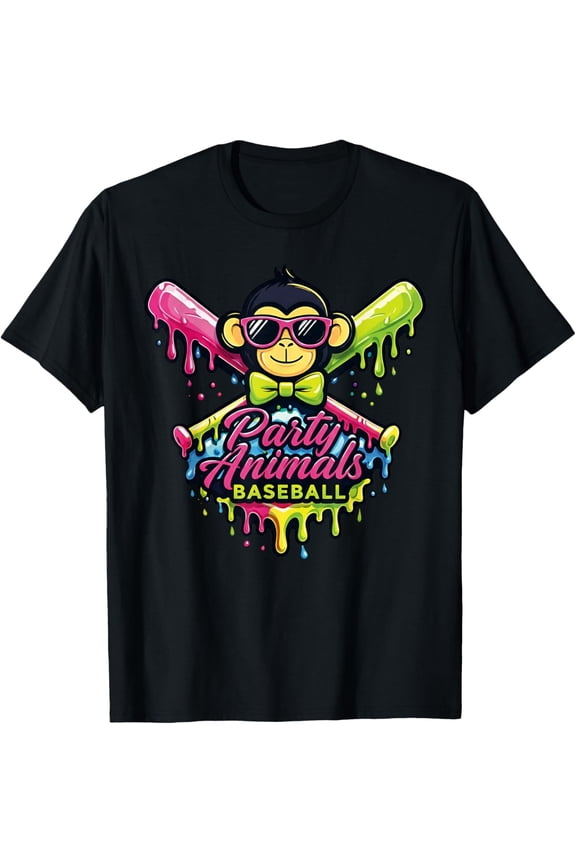 Party Animals Baseball Funny Monkey Shirt