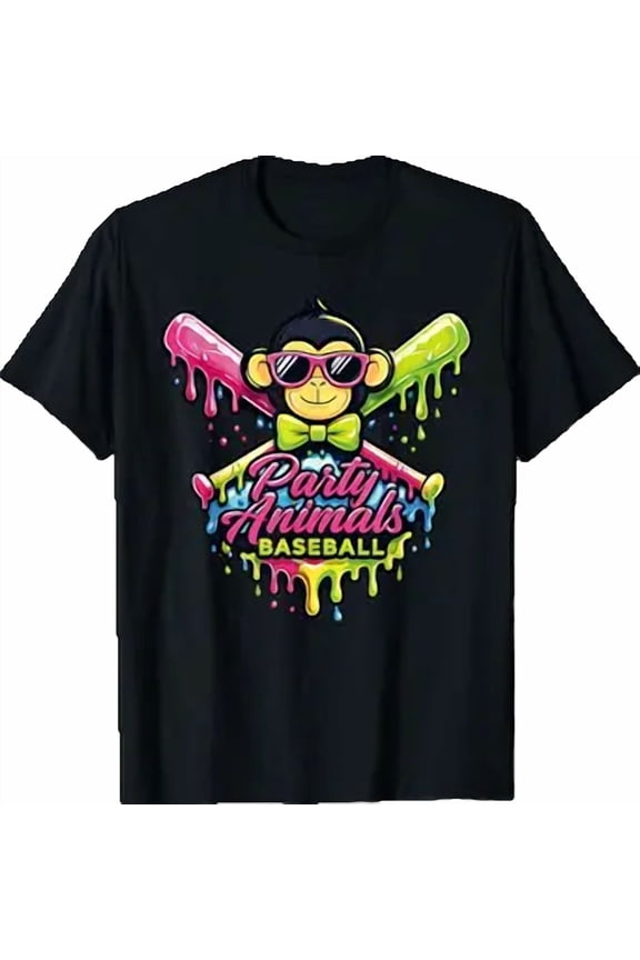 Party Animals Baseball Funny Monkey T-Shirt