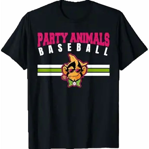 Party Animals Baseball Retro Monkey Sunglasses T-Shirt